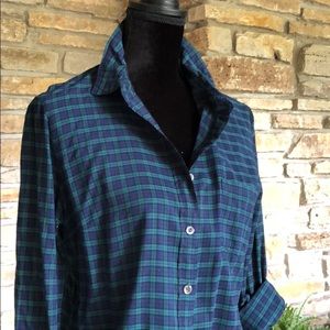 J. Crew Green and Navy Flannel